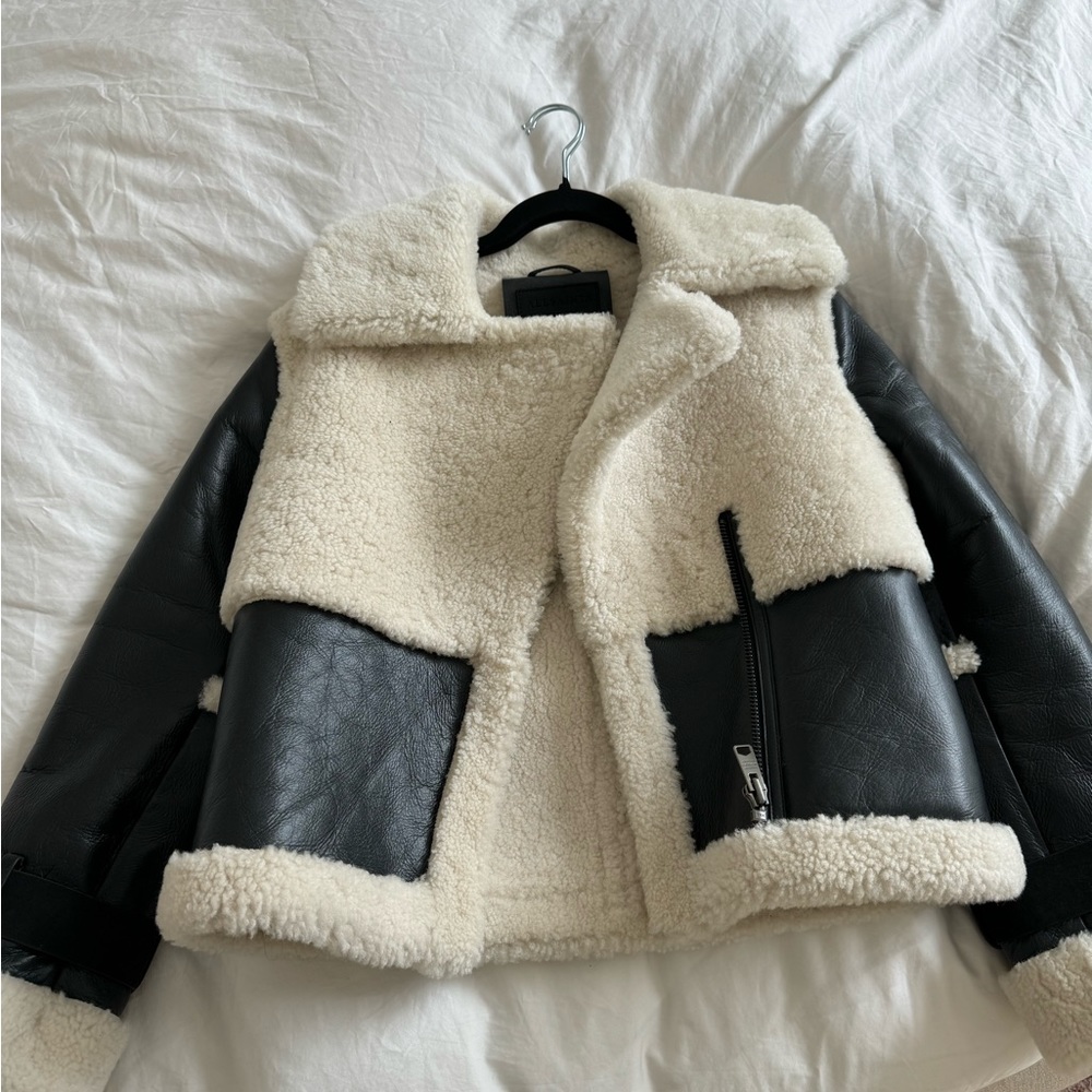 Allsaints Farley Metallic Sheath Jacket (new never worn )